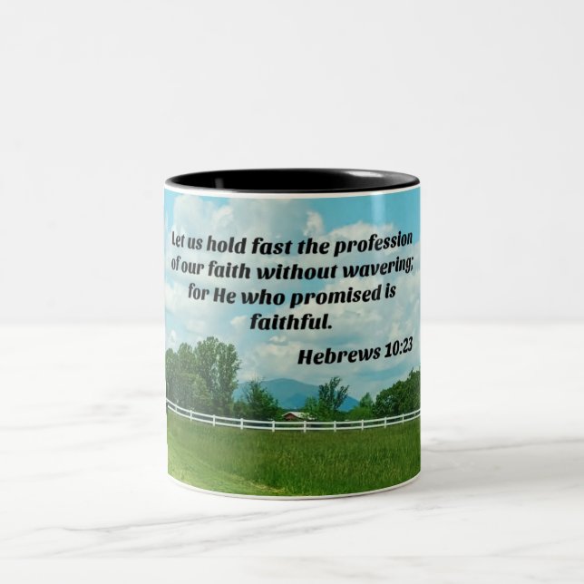 Hebrews 10:23 Let us hold fast the profession of Two-Tone Coffee Mug (Center)