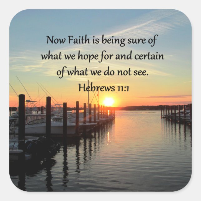 HEBREWS 11:11 SUNSET DESIGN SQUARE STICKER (Front)