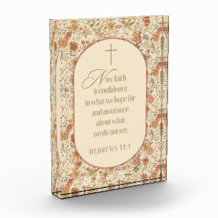 Hebrews 11:1 Faith Scripture Vintage Floral Photo Block