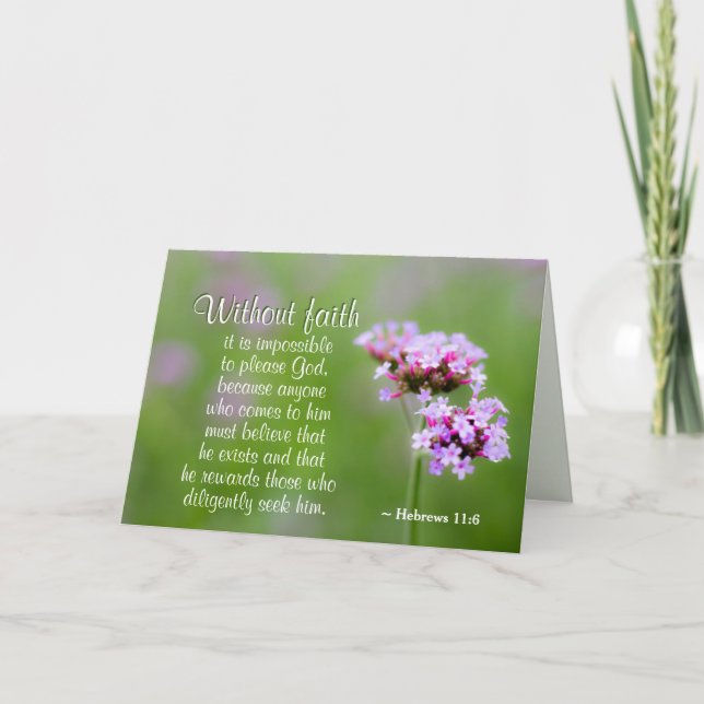 Hebrews 11:6 Without faith can't please God, Bible Card (Front)