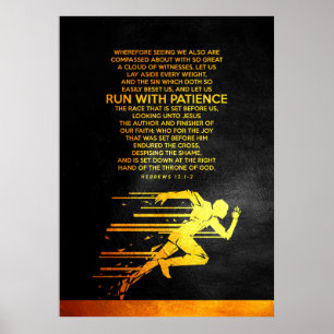 Hebrews 12:1-2 Bible Verse Poster