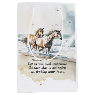 Hebrews 12 1-2 Run with Endurance Horse Bible Medium Gift Bag