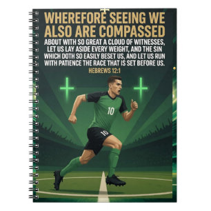 Hebrews 12:1 KJV Football Runner Notebook