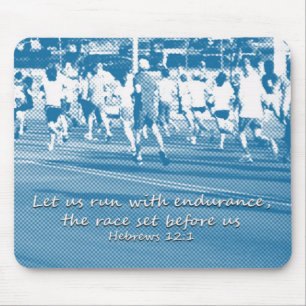 Hebrews 12:1 Let us run the race Mouse Mat