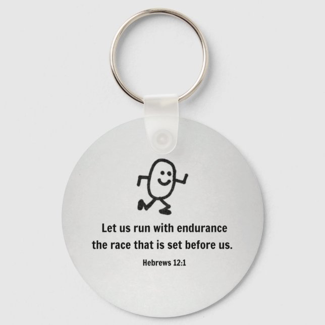 Hebrews 12:1 Let us run with endurance... Key Ring (Front)