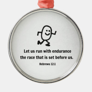 Hebrews 12:1 Let us run with endurance... Metal Tree Decoration