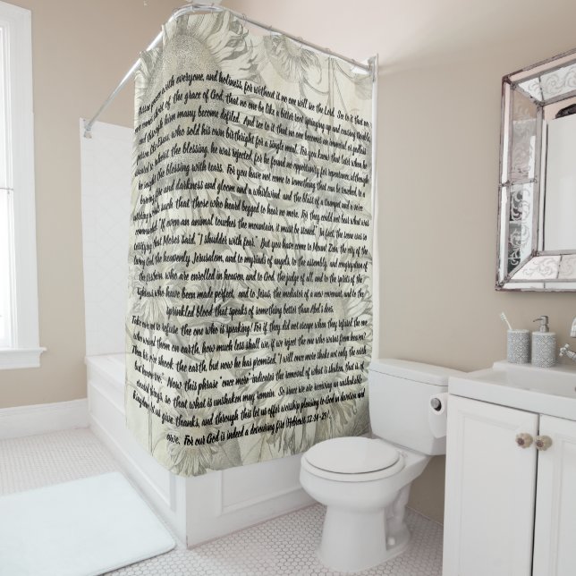 Hebrews 12 Bible Sunflower Flower Shower Curtain (In Situ)