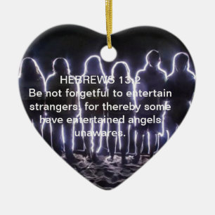 HEBREWS 13:2 ENTERTAINING ANGELS CERAMIC TREE DECORATION