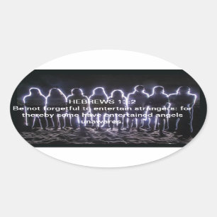 HEBREWS 13:2 ENTERTAINING ANGELS OVAL STICKER