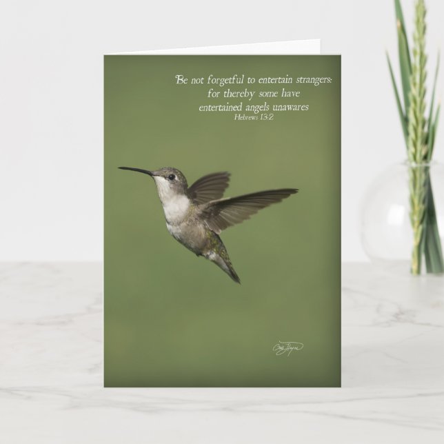 Hebrews 13:2 Hummingbird Greeting Card Inspiration (Front)
