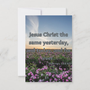 Hebrews 13:8 KJV Bible Scripture Pic Flat Greeting Card