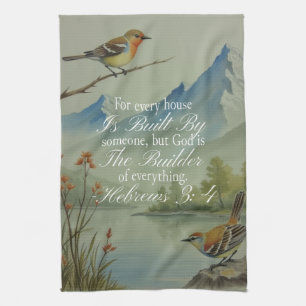 Hebrews 3:4 God the Builder Scripture   Christian  Tea Towel