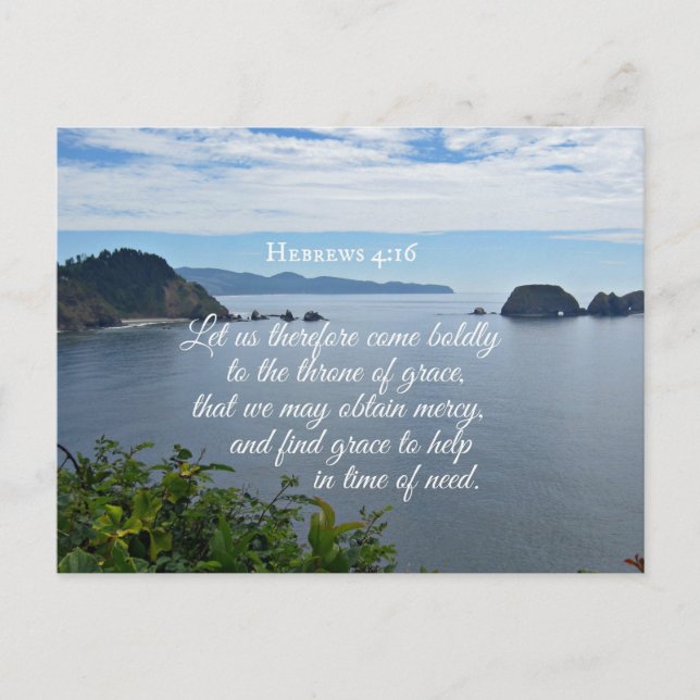 Hebrews 4:16 Let us therefore come boldly to the Postcard (Front)