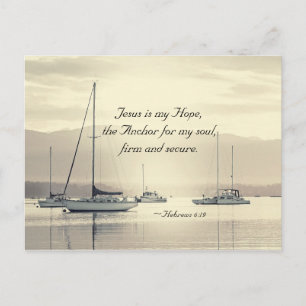 Hebrews 6:19 Jesus Anchor for my soul, Sailboats Postcard