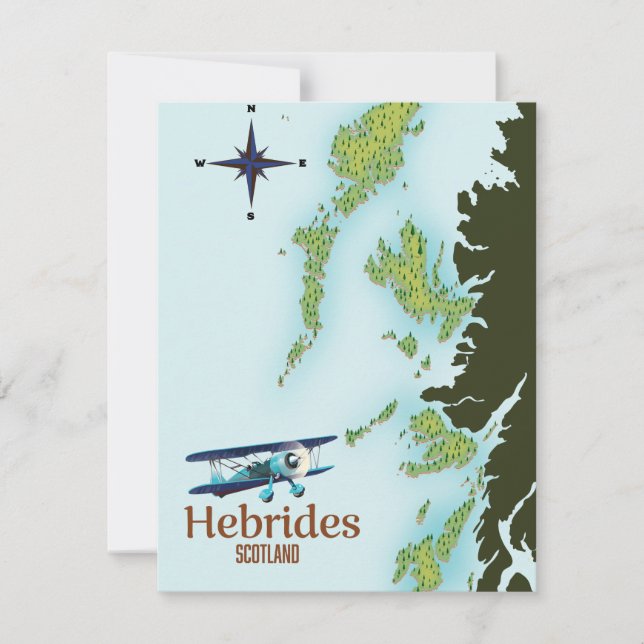 Hebrides Scotland travel map. (Front)