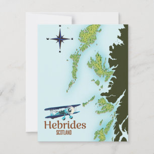 Hebrides Scotland travel map.