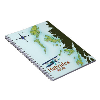 Hebrides Scotland travel map. Notebook