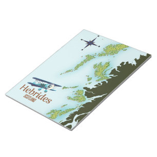 Hebrides Scotland travel map. Notepad