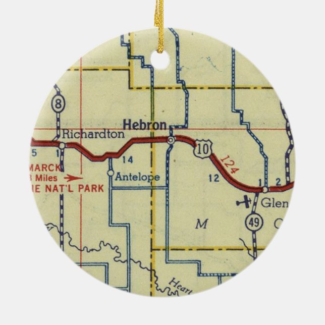 Hebron North Dakota Ceramic Tree Decoration (Back)