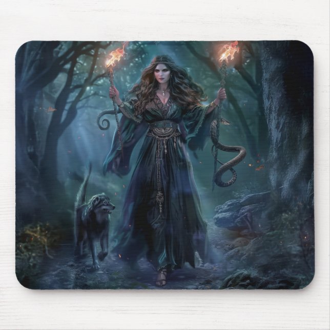 Hecate Goddess of Witchcraft Triple Moon Goddess 3 Mouse Mat (Front)