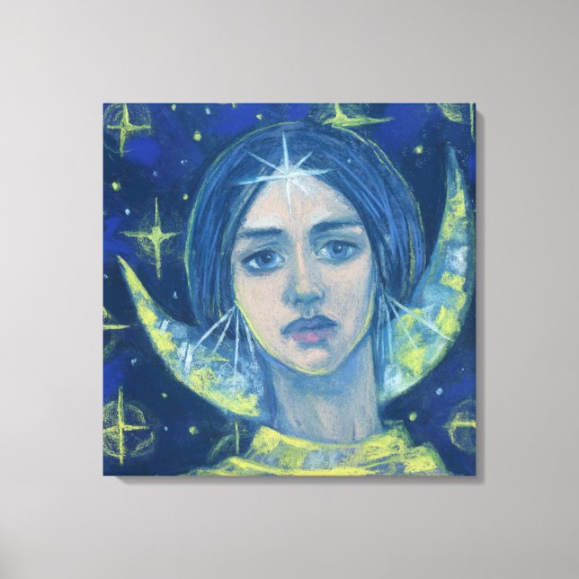 Hecate, Moon goddess, pastel painting, fantasy art Canvas Print (Front)