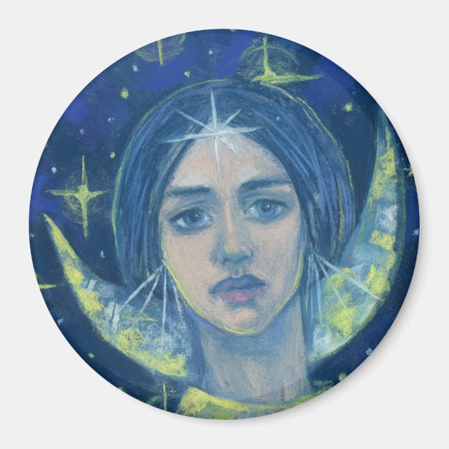 Hecate, Moon Goddess Pastel Painting Fantasy Art Magnet (Front)