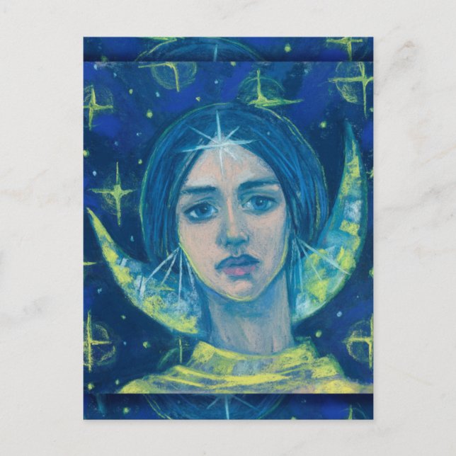 Hecate, Moon Goddess Pastel Painting Fantasy Art Postcard (Front)
