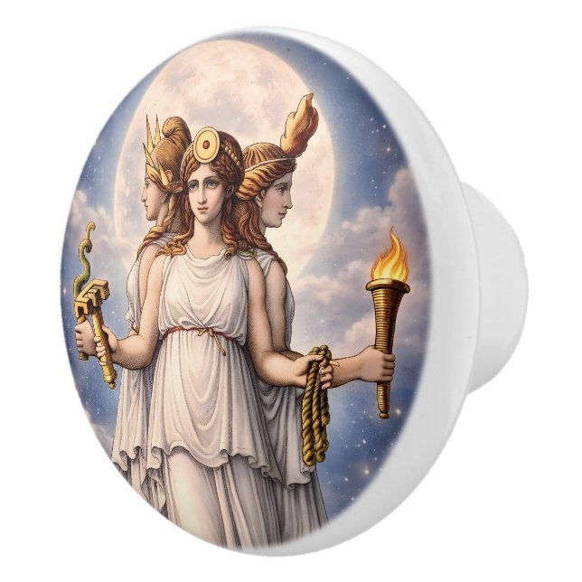 Hecate Triple Goddess Celestial Moon Art – myth Ceramic Knob (Right)