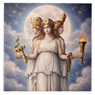 Hecate Triple Goddess Celestial Moon Art – myth Tile