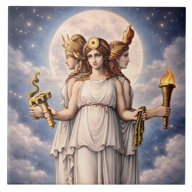 Hecate Triple Goddess Celestial Moon Art – myth Tile (Front)