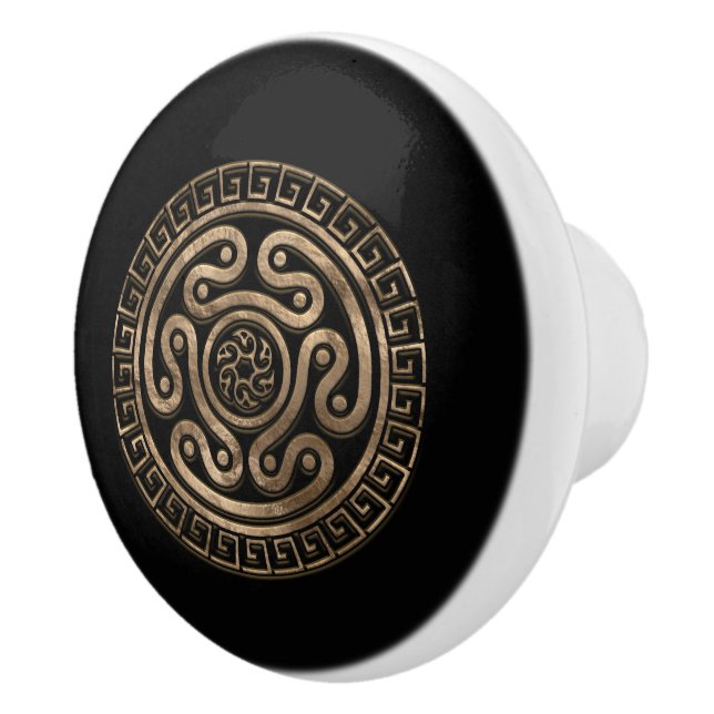 Hecate Wheel Black and Gold Ceramic Knob (Right)