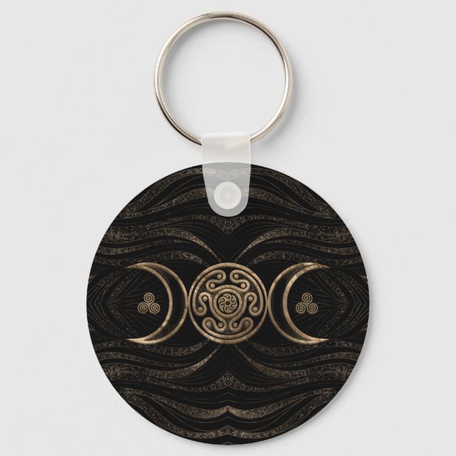Hecate Wheel Triple Moon Key Ring (Front)