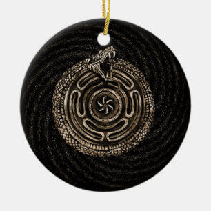 Hecate Wheel with ouroboros Ceramic Tree Decoration