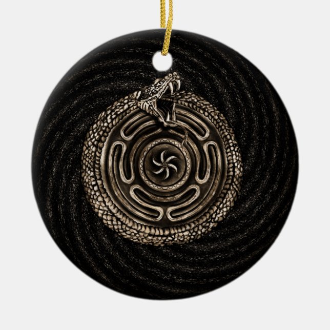 Hecate Wheel with ouroboros Ceramic Tree Decoration (Front)