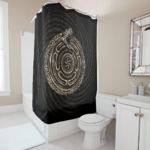 Hecate Wheel with ouroboros Shower Curtain