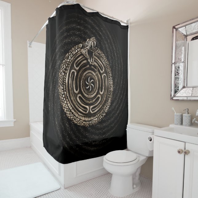 Hecate Wheel with ouroboros Shower Curtain (In Situ)