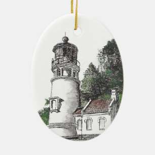 Heceta Head Lighthouse Ceramic Tree Decoration