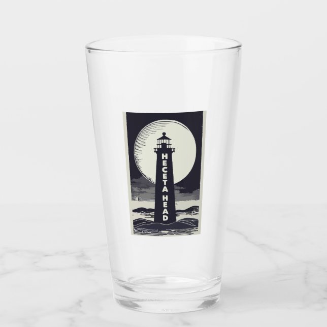 Heceta Head Lighthouse Oregon Moon Glass (Front)