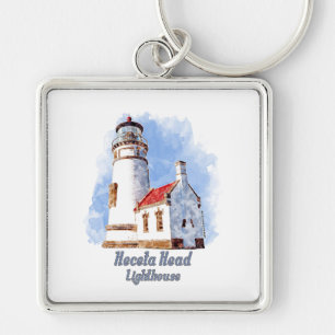 Heceta Head Lighthouse Watercolor - Oregon Key Ring