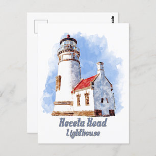 Heceta Head Lighthouse Watercolor - Oregon Postcard