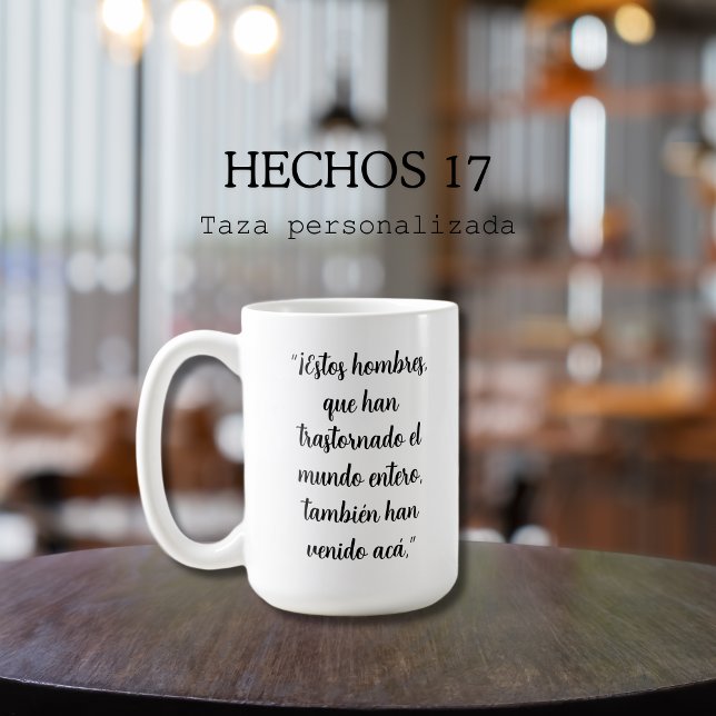 Hechos 17 Spanish Bible Verse  Coffee Mug (Taza personalizada con versículo hechos 17:6 en Español, Christian gift)