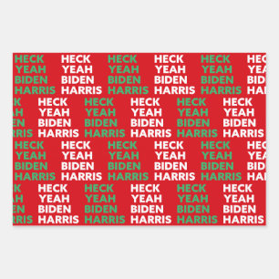 Heck Yeah Biden Harris Custom Colors Red Green Wrapping Paper Sheet