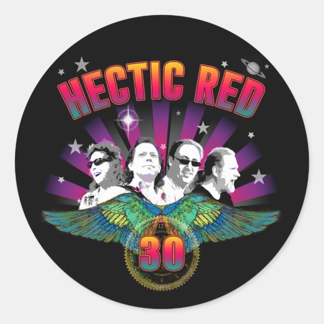 Hectic Red 30 Years Classic Round Sticker (Front)