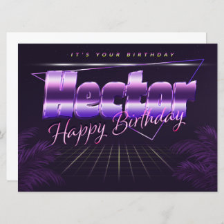 Hector name first name lila retro card birthday