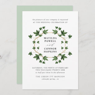 Hedera Green Ivy Botanical geometric Wedding Invitation