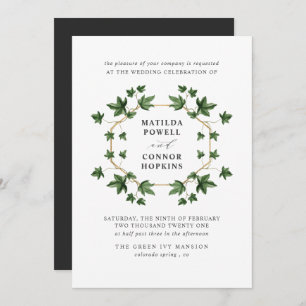 Hedera Grey Ivy Botanical geometric Wedding Invitation