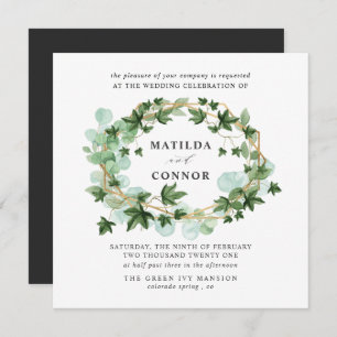 Hedera Grey Ivy Frame Botanical Wedding Invitation