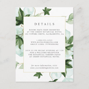 Hedera Ivy Leaves Botanical Guest Details Enclosure Card
