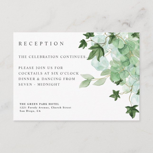 Hedera | Ivy Leaves Botanical Guest Details Enclosure Card (Front)