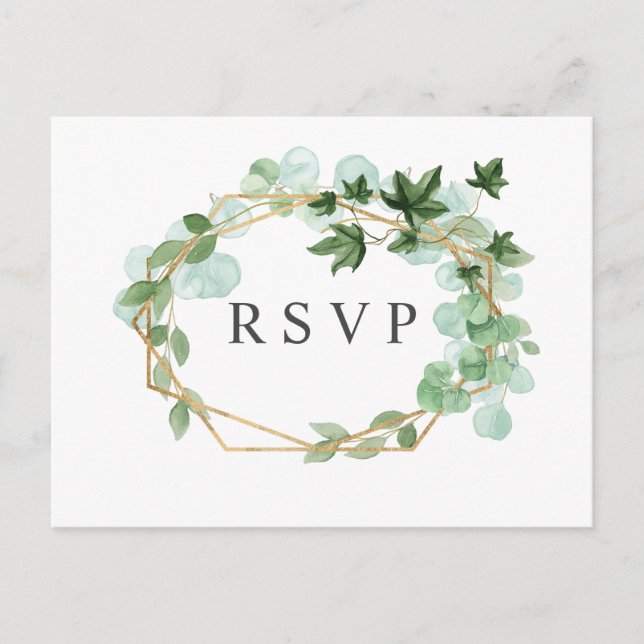 Hedera | Ivy Leaves Botanical Wedding RSVP Postcard (Front)